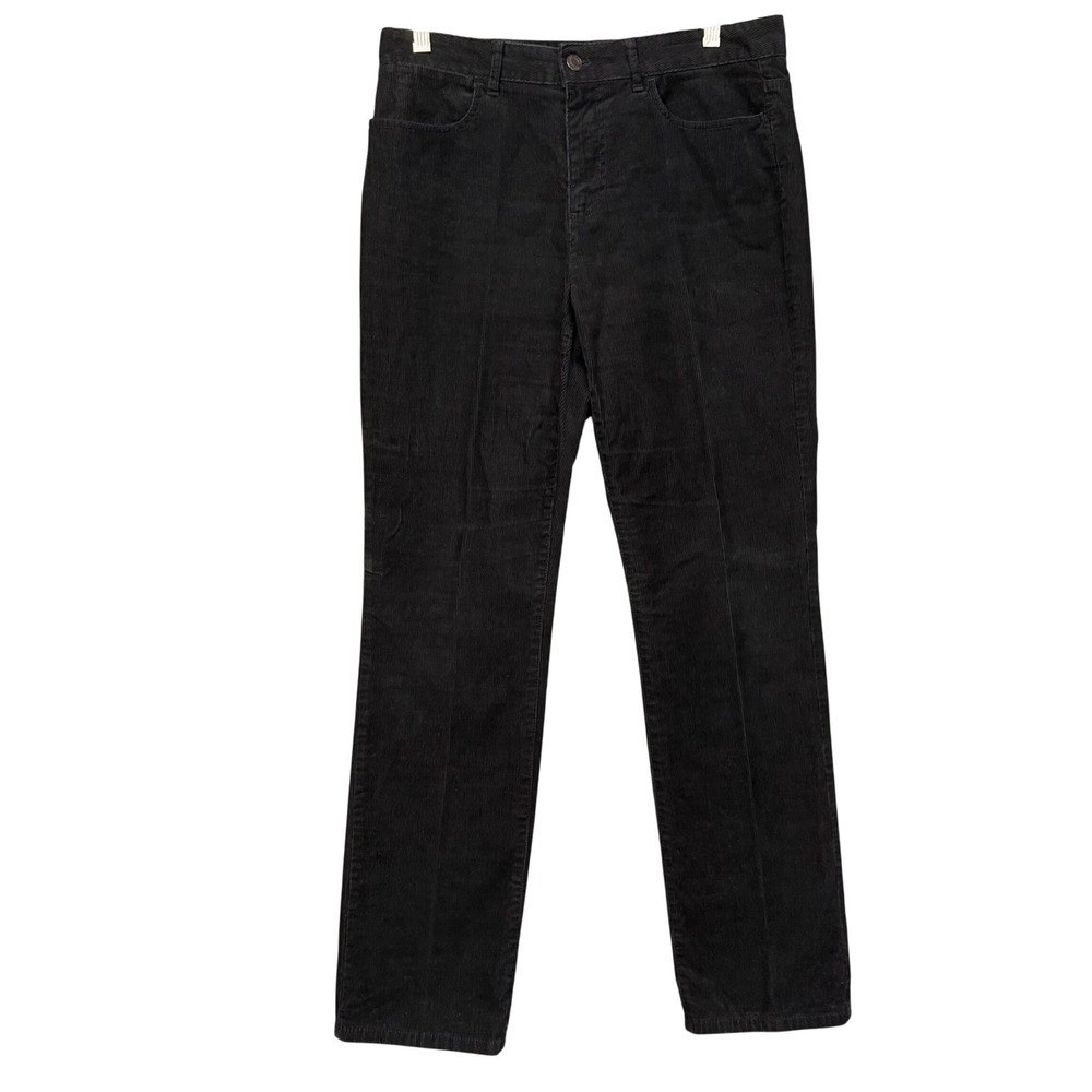 Talbots Heritage Straight Leg Pants Womens 10 Black Corduroy Stretch Classic